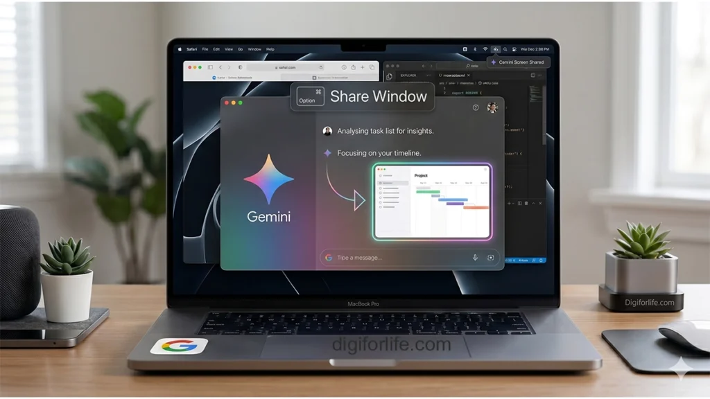 Gemini for Mac Share Window feature analyzing data and screen content
